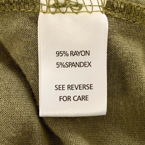 Moral Fiber Lace Neckline Tie Waist Knit Top Women Medium Olive Green Rayon - Picture 6 of 6